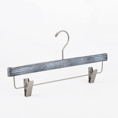 China Behind Doors/On Walls Luxury Solid Wood Trouser Hanger With Clips For Trouser Skirt for sale