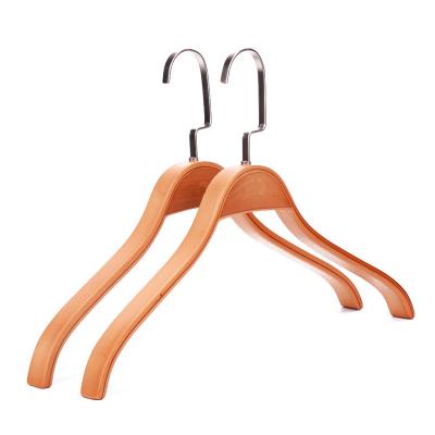 China Behind Doors/On Walls Custom Logo Clothes Hanger Flat Hook Natural Wood Laminated Coat Hangers for sale