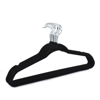 China Wardrobe Amazon Assembled Non Slip Velvet Hangers Space Saving Black Hanger Velvet for sale