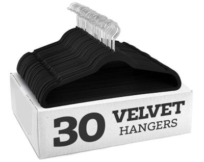 China Wardrobe Non Slip Floating Hanger Premium Black Velvet Hangers Wholesale for sale