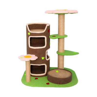 China Custom Printing Interactive Cat Tree Scratch Board The Sustainable House Kitty Villa Nest Castle Paradise for sale