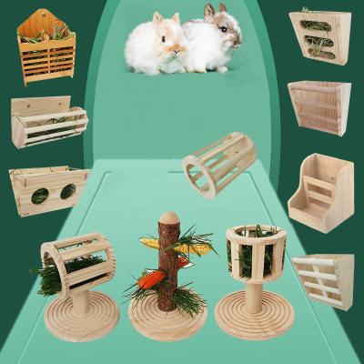 China Coustom Wooden Rabbit Hay Feeder and Handmade Food Manger Hay Feeder Feeder Rack Holder Feeder for Small Animals for sale