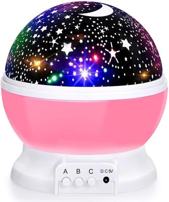 China Mid Century Baby Night Lights, Moon Star Projector 360 Degree Rotation - 4 LED Bulbs 8 Color Changing Light for sale