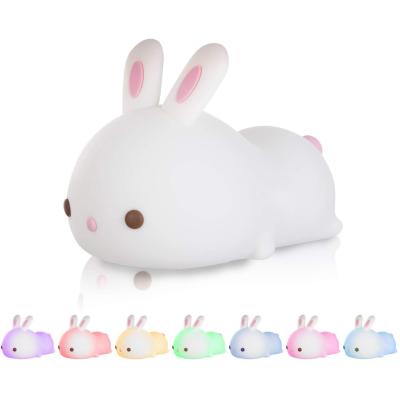 China Touch Sensor Bunny Cute Silicone Nursery Lamp Industrial Rechargeable Baby Night Light for Kids for sale