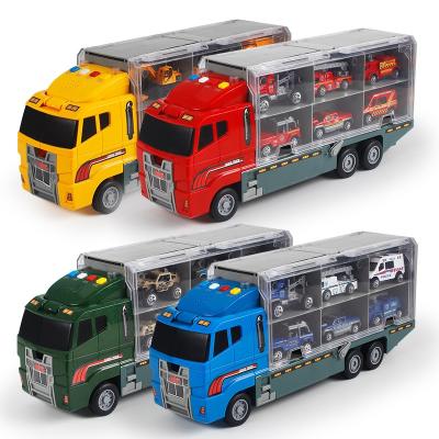 China Ride on Toy 7 in 1 Diecast Truck Toy Vehicle Car Toy Building Set Play Vehicles in Transporter Truck, Engineering Container Trailer for sale