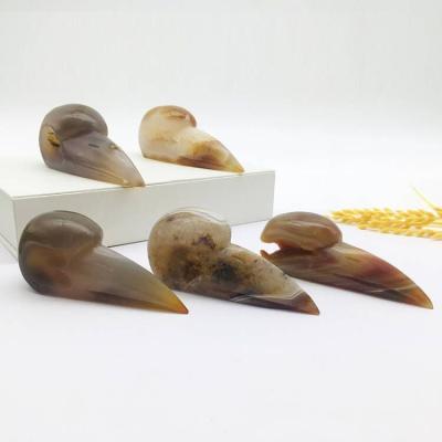 China Wholesale natural druzy bird skull china agate crafts high quality crystal gemstone carving for decoration for sale