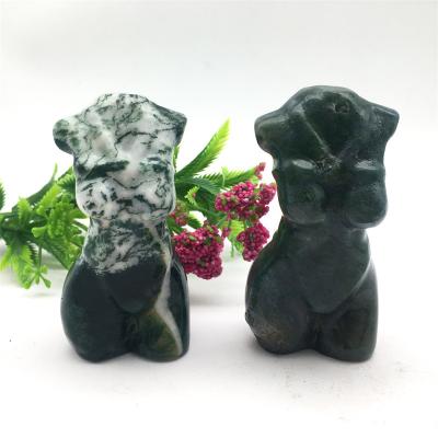 China China Wholesale Bulk Moss Agate Goddess Body Healing High Quality Natural Crystal Stone For Gift for sale