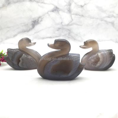 China China wholesale high quality natural agate druzy swan heading crystal carving animal for decoration for sale