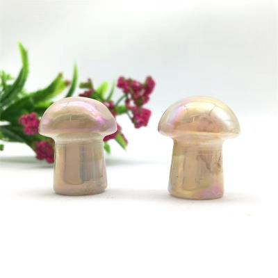 China Wholesale Natural Agate Mushroom Flower Europe Aura Crystal Mushroom For Decoration for sale