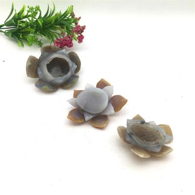 China Europe Wholesale New Product High Quality Crystal Agate Stone Polished Lotus Beautiful Carving Crafts For Sale And Decoration for sale