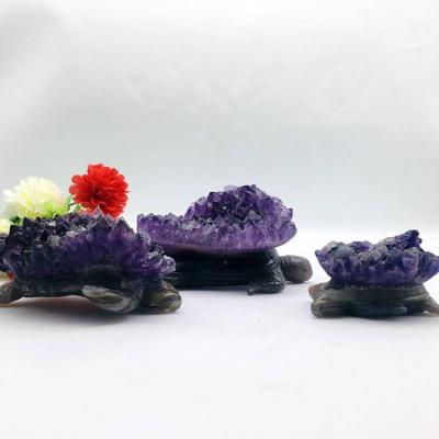 China Wholesale Natural Turtle Group China Amethyst Crafts High Quality Crystal Gemstone Agate Carving For Home Decoration for sale