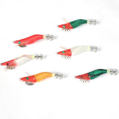 China Outdoor Fishing Activity Jigs Lures Wooden Artificial Cuttlefish Bait Shrimp With Squid for sale