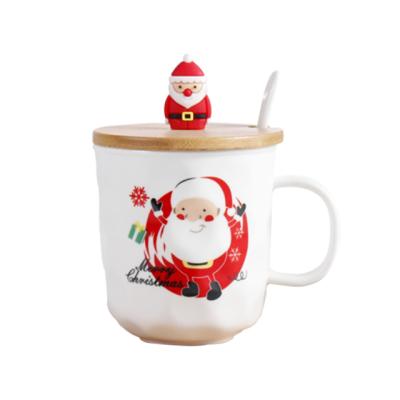 China Viable Christmas Ceramic Mugs, Wooden Mugs with Three-Dimensional Cartoon Dolls, Custom Gifts Mug Wholesale for sale