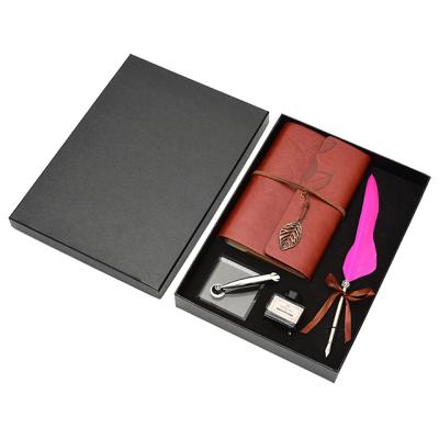 China Promotional Pen Factory Direct 2020 New Retro Feather Pen Book Set Products Can Be Customized Notebook Pen For Gift for sale