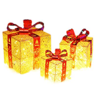 China Eco - Friendly Christmas Decorations Led Luminescent Gift Box Props For Christmas Tree for sale