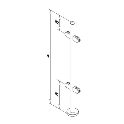 China Modern 180 Degree Round Post with EndCap and Glass Flanges for sale