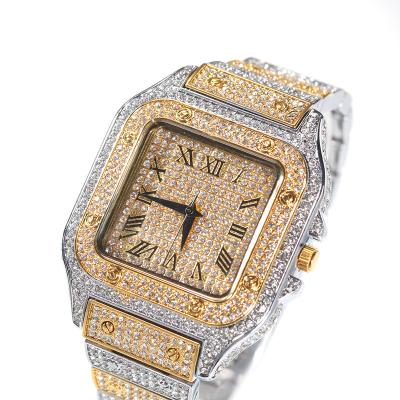 China Auto Date Hiisees Iced Out CZ Square Watch Hip Hop Bling Hit Brand Luxury Wrist Diamond Watches For Women Men for sale