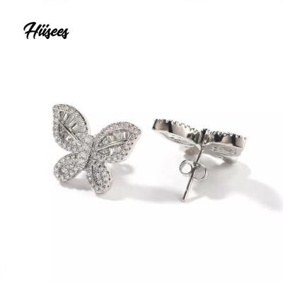 China Vintage Hiphop Women Man Striker Jewelry Design Butterfly Shape Stud Zircon Earrings for sale