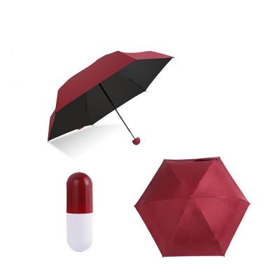 China New Inventions Anti UV 5 Folding Capsule Mini Folding Umbrella for sale