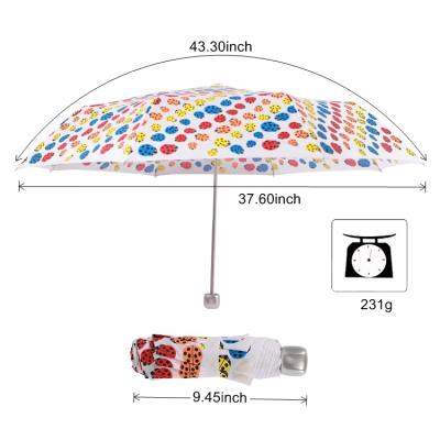 China Folding Umbrella Ultra Light Printing Cloth Manual Three Fold Open Umbrella for sale