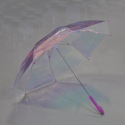 China All In 1 New Fashion Manual Open Iridescent Holographic Kids Straight Umbrella for sale