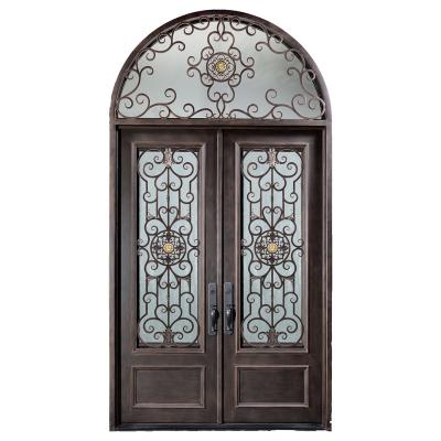 China Modern Hand-forged Iron Main Door / Glass Door Wrought Iron for sale