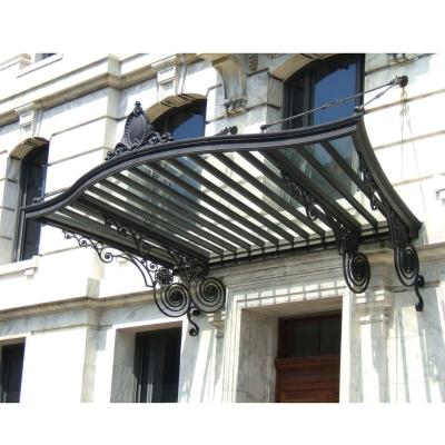 China Iron Entrance Canopies Metal Tent Glass Canopy With PU Cover for sale