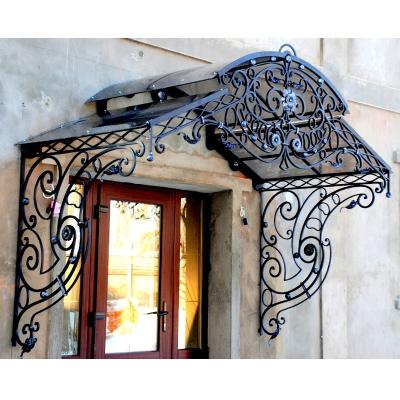 China Classic Wrought Iron Awning Glass Entrance Canopies for sale