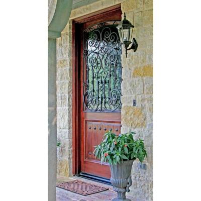 China Modern Main Wooden Door Grille Design Iron Window for sale