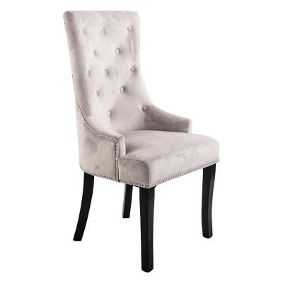 China Dining Chair Luxurious Button Tufted Short Plush Upholstered Nailhead Trim Dining Chair for sale