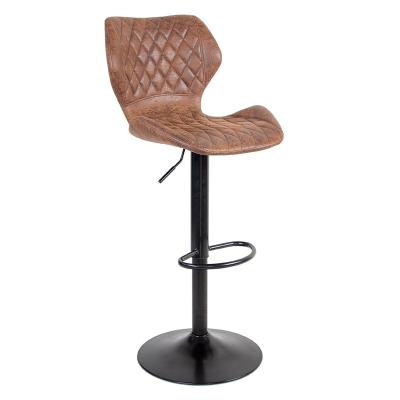 China Retro Bar Premium Antique Style PU Leather Adjustable Swivel Bar Stools For Kitchen Bistros Bar for sale