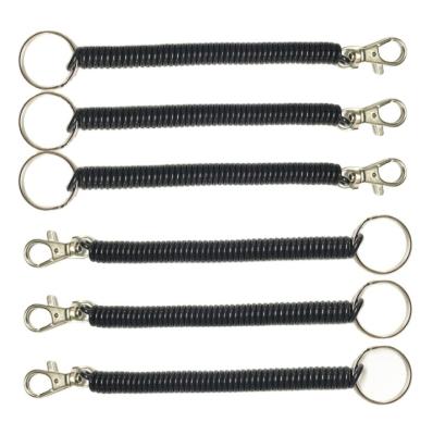 China Fashion Black Telescopic Telephone Line Expandable Plastic-elastic Spring Chain Cell Phone Keychain Spring Rope for sale