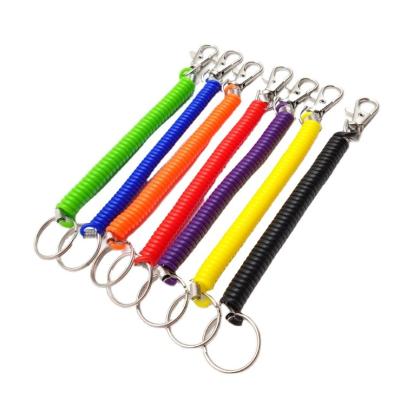 China Office Spring Elastic Wound Keychain Spiral Belt Elastic Lanyard EVA Plastic Phone Key Chain Cord for sale