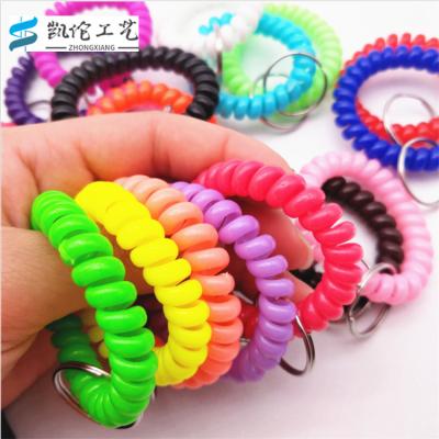 China Popular Plastic BOHEMIA Crossing Spring Telephone Line Telescopic Bracelet Solid Color Main Chain EVA Spring Transparent Wrist Band for sale