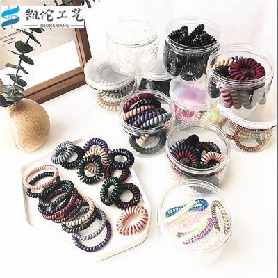 China Hot Selling Telephone Line Adult 3 Children Size Hair Rope Transparent Elastic Hair Ring Ponytail Headband 4 5cm for sale