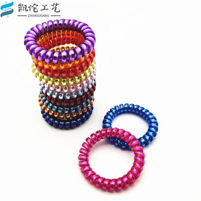 China 2021Coil Plastic Hair Rope Telephone Line Fluorescent Curly Hair Band Girl No Crease Mobile Phone Wrist Buckle 3 4 5cm for sale