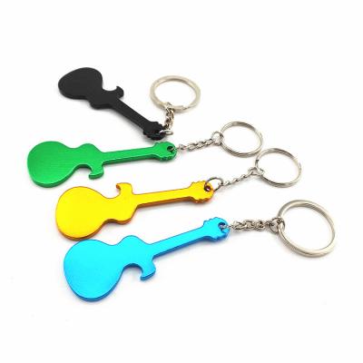 China Wholesale Promotion Viable High Quality Aluminum Alloy Color Guitar Shape Beer Can Opener Can Opener Key Chain Screwdriver for sale