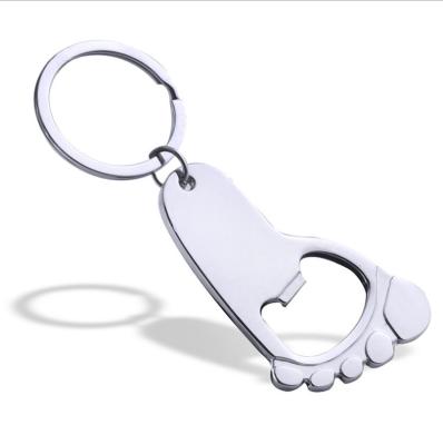 China Unique Key Chain Foot 3D Bottle Opener Foot Shape Shoe Shape Metal Ring Beer Lock Viable Bottle Opener Chain Pendant for sale