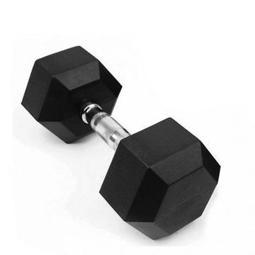 China Universal Custom Black Cast Iron Rubber Weightlifting Accessories Sports Equipment Fitness Gym Hex Dumbbell for sale