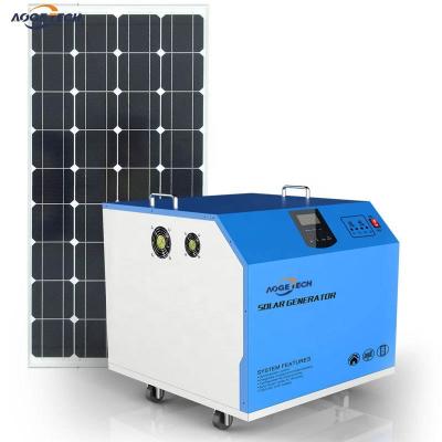 China AogeTech Commercial Solar Generator 2000W Power Station With Hybrid Inverter Controller Battery Solar Panel Wheels PW02-200S for sale