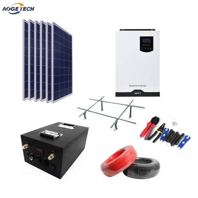 China AogeTech Home PM02S 3.2KW 3.5KW 5KW 5.5W Off Grid Full Home Solar System Kit Panel LIFEPO4 Lithium Battery for sale