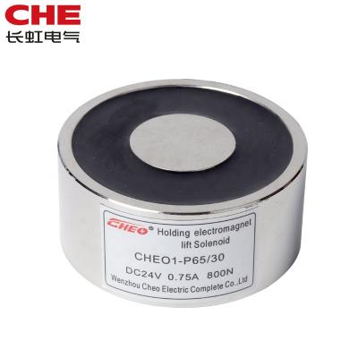 China CHEO1-P65/30 Circle Holding Solenoid DC Sucker Electromagnet Elevator Solenoid CHEO1-P6530 800N 80Kg Value for sale