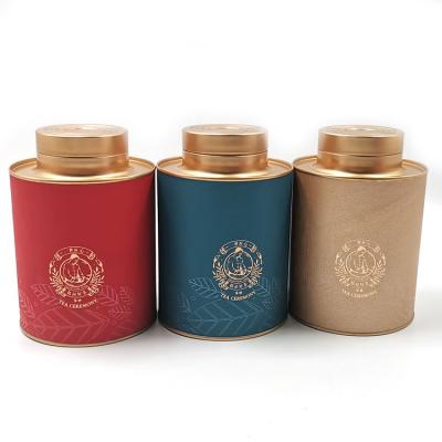 China Recycled Materials Round Tea Paper Tube Cans For Display Kraft Paper Canister With Tinplate Lid for sale