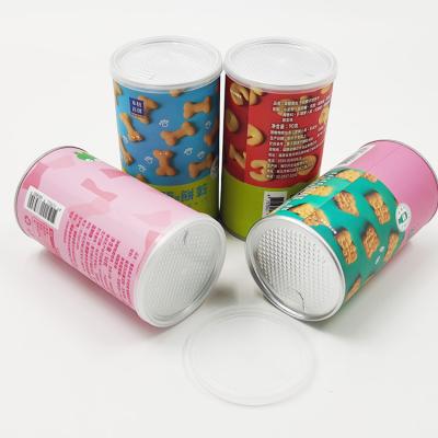 China Recycled Materials Snack Cookie Rice Cylinder Paper Tube Herb Crisp Packaging Design Paper Cans for sale