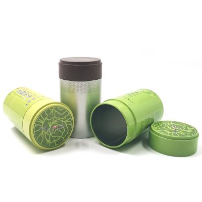 China Tea Round Tea Tin Sample Packaging Cylinder Tea Storage Jar Tin Cans For Tea for sale