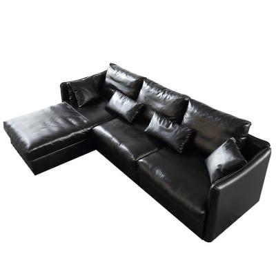 China Furniture Sofa Set Designs in Black Leather from Alibaba Modern Living Room Corner Sofa for sale