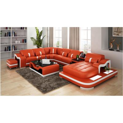 China Modern Furniture Living Room Leather Sofa Set (Size) Wooden Frame Adjustable Luxury Sofas Furniture for sale