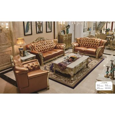 China Luxury Leather Sofa Set Furniture European Living Room Furniture (Size) Antique Classic Adjustable for sale