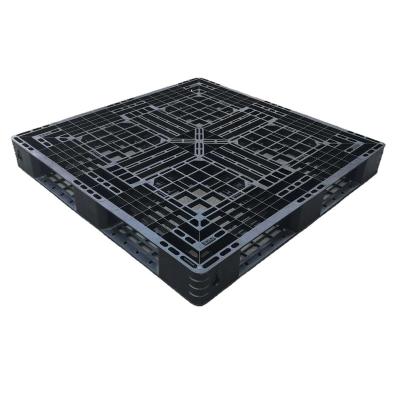 China Export Single Faced Plastic Pallet 1100x1100 mm Cheap Black Plastic Pallet For One Way Shipping for sale