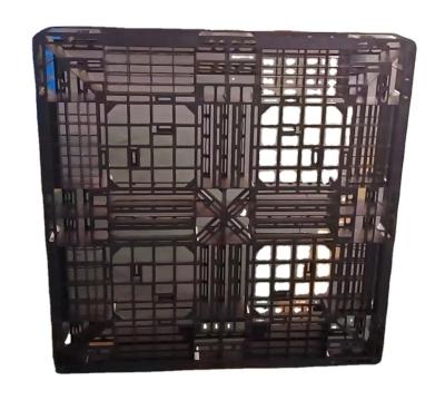 China Single Faced Black Export Pallet 1100x1100 Mm 100% Recycled Plastic Pallet For Export Goods for sale